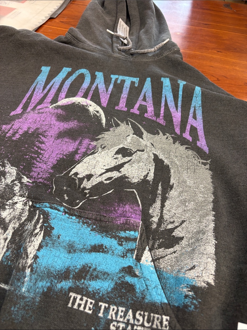 Urban Outfitters grayish Hoodie with Purple & Blue Graphic
